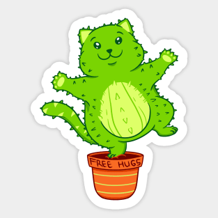 Cactus Cat Free Hugs Sticker